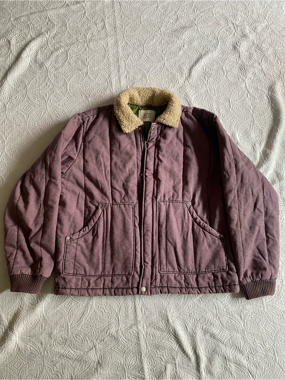 BDG Mauve Work Jacket with Cream Sherpa Collar